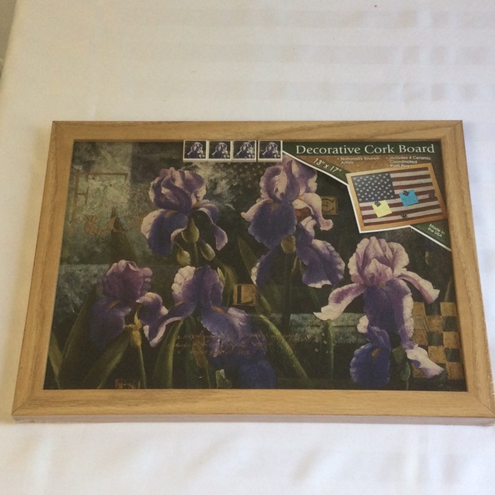 Purple iris cork board